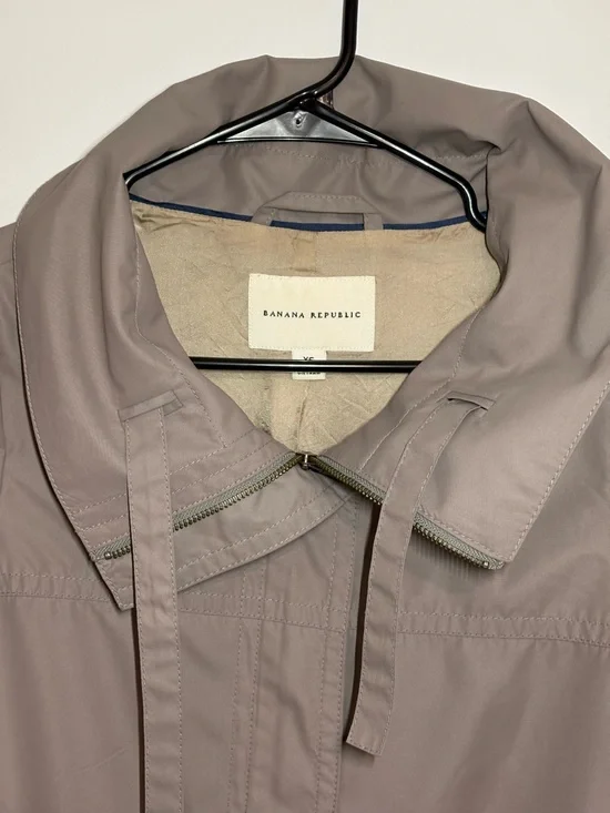Banana Republic Taupe Hooded Short-Sleeve Trench Coat - Picture 2 of 6